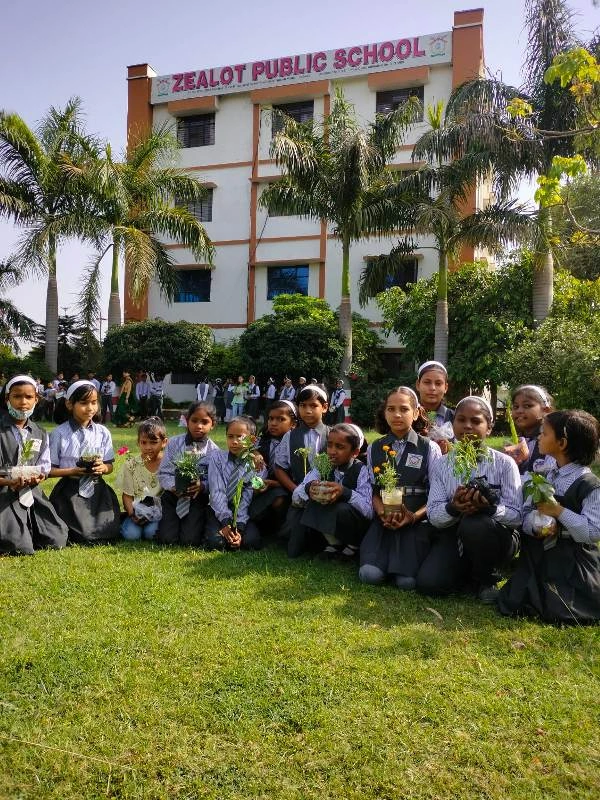School front with students